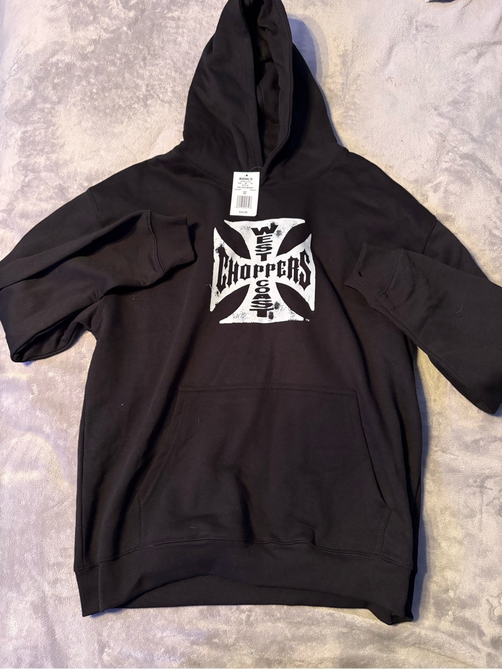 Kohl's Black Crewneck Hoodie with White Graphic